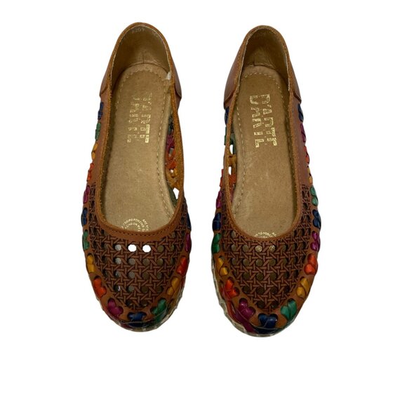 Maya Espadrille Women 6-6.5 Brown Mexican Huarache Leather Flat Rainbow Festival - Picture 3 of 10